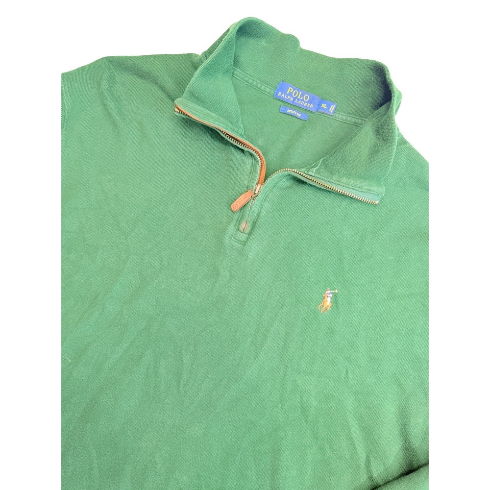Polo Ralph Lauren Estate Rib Quarter Zip Pullover Men's XL Green Cotton Preppy